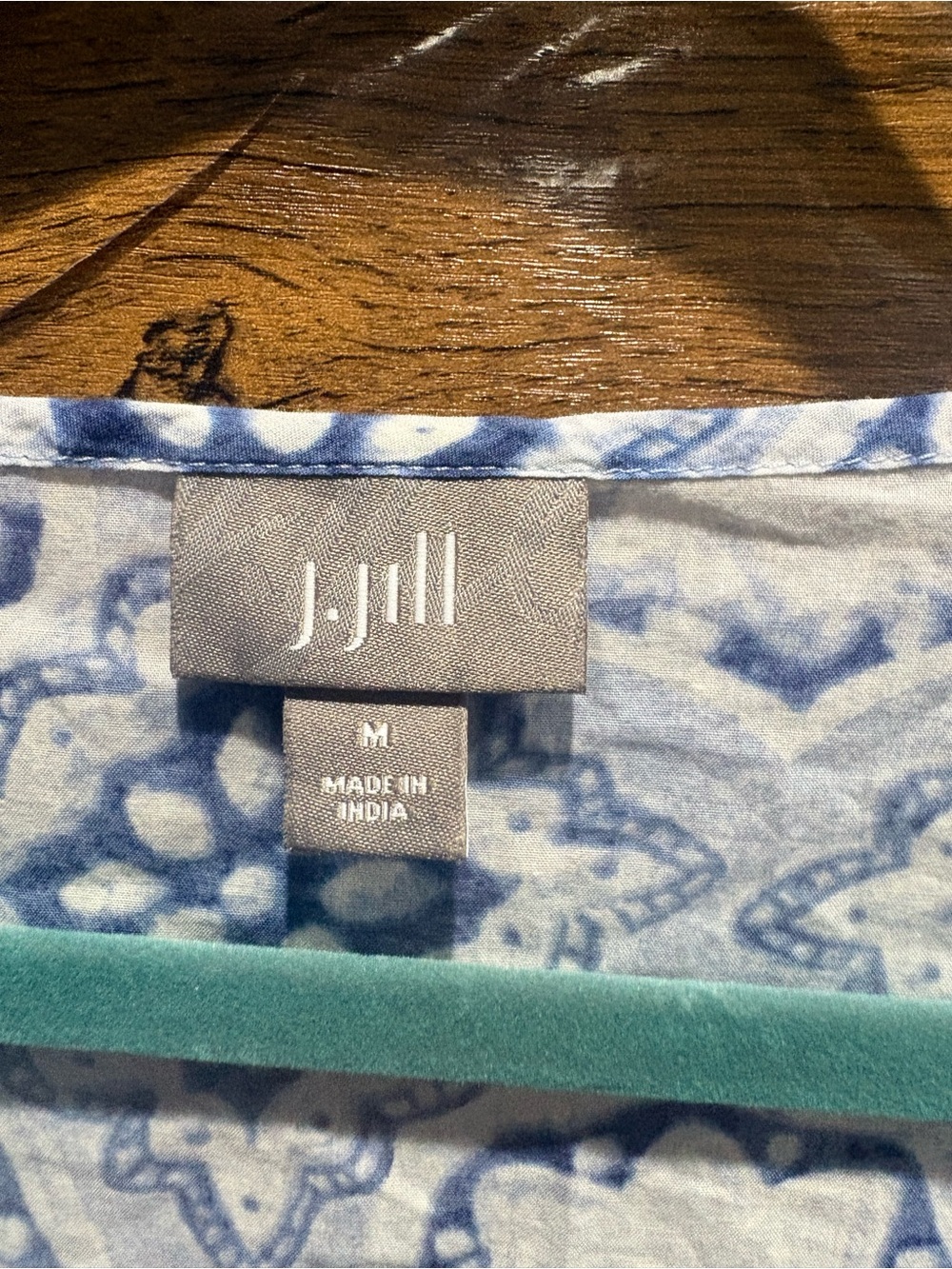 J. Jill Light Blue Printed Lace-Up V-Neck Women's Top - Picture 3 of 6